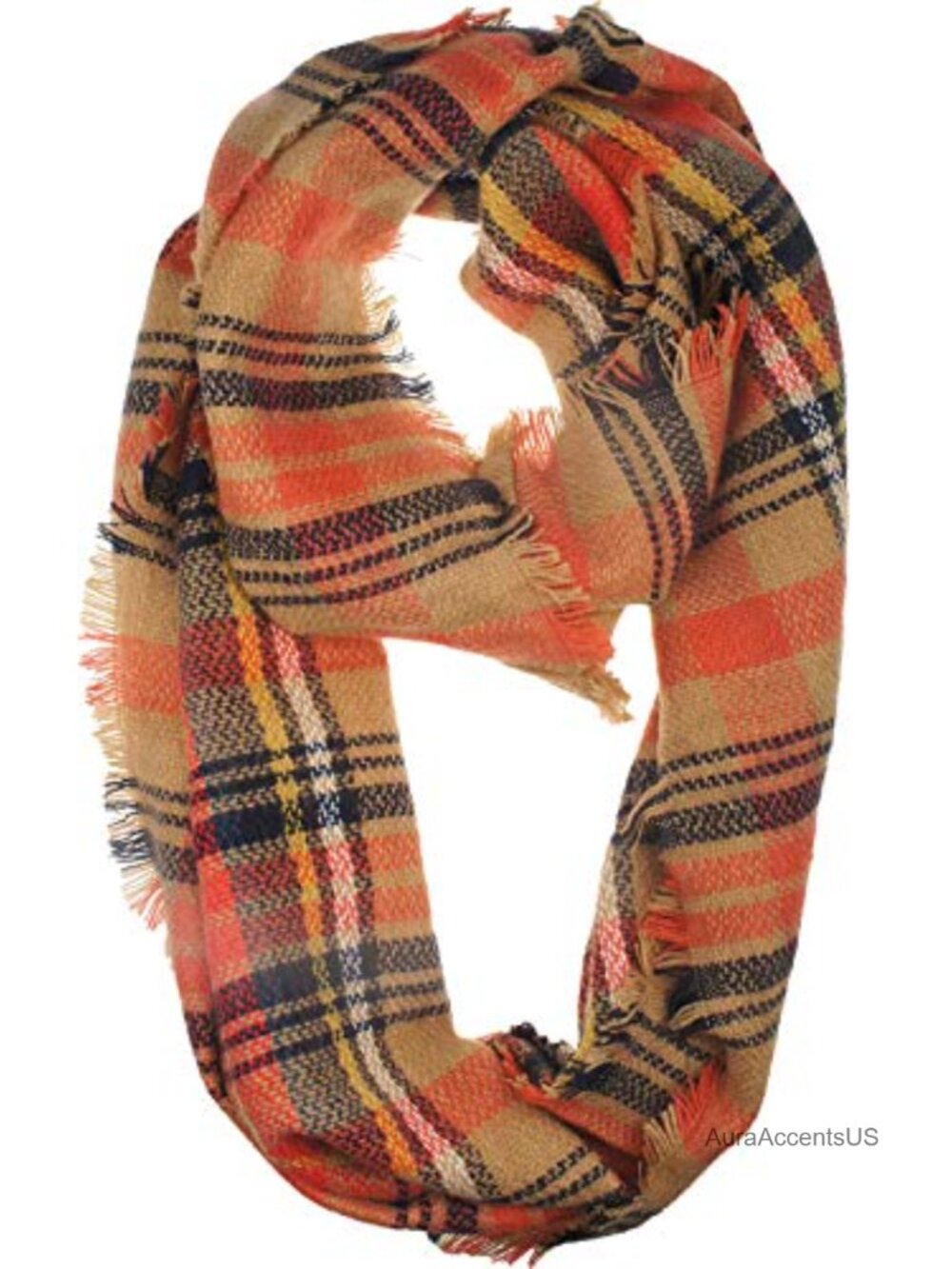 Plaid Infinity Scarf 100% Acrylic Winter Warm Wrap